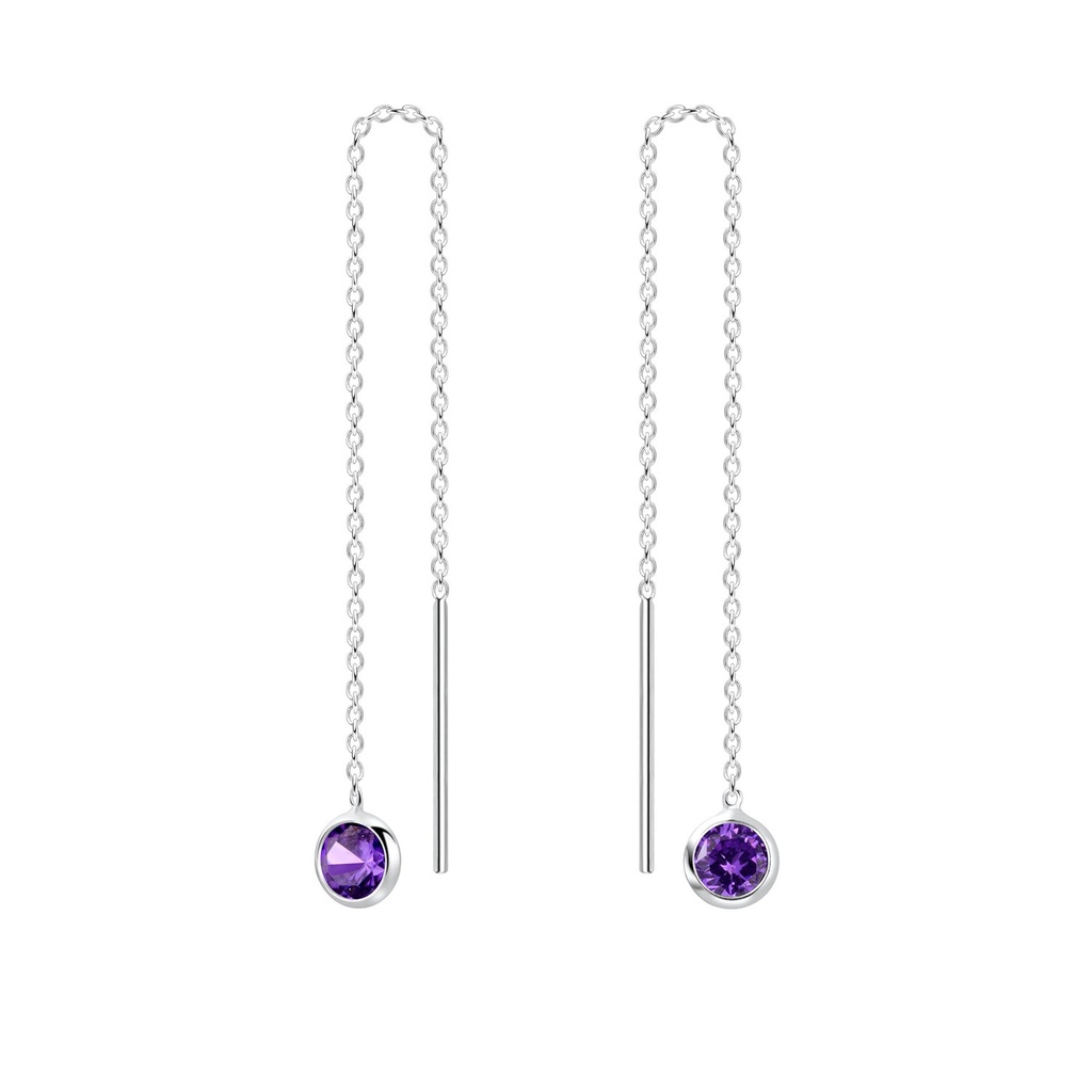Boucles d'oreilles à enfiler en argent zircon rond 4 mm
