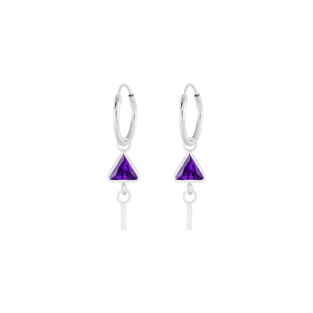 Silver Geometric Charm Hoop Earrings
