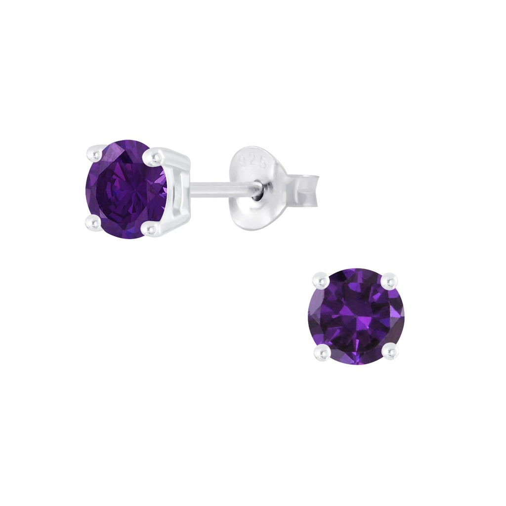 5mm Round Cubic Zirconia Silver Stud Earrings