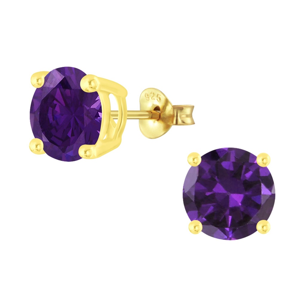 8mm Round Cubic Zirconia Silver Stud Earrings
