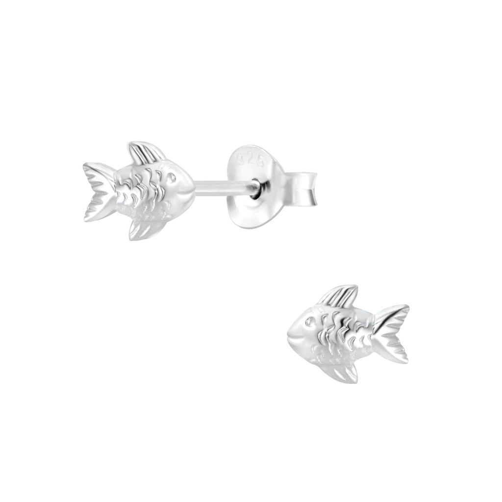 Silver Fish Stud Earrings