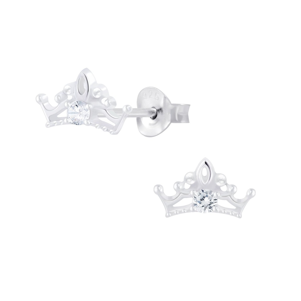 Silver Crown Stud Earrings