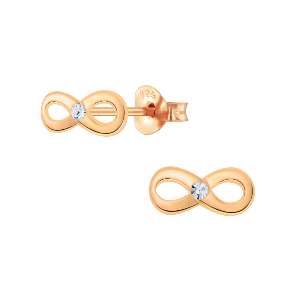 Silver Infinity Crystal Stud Earrings