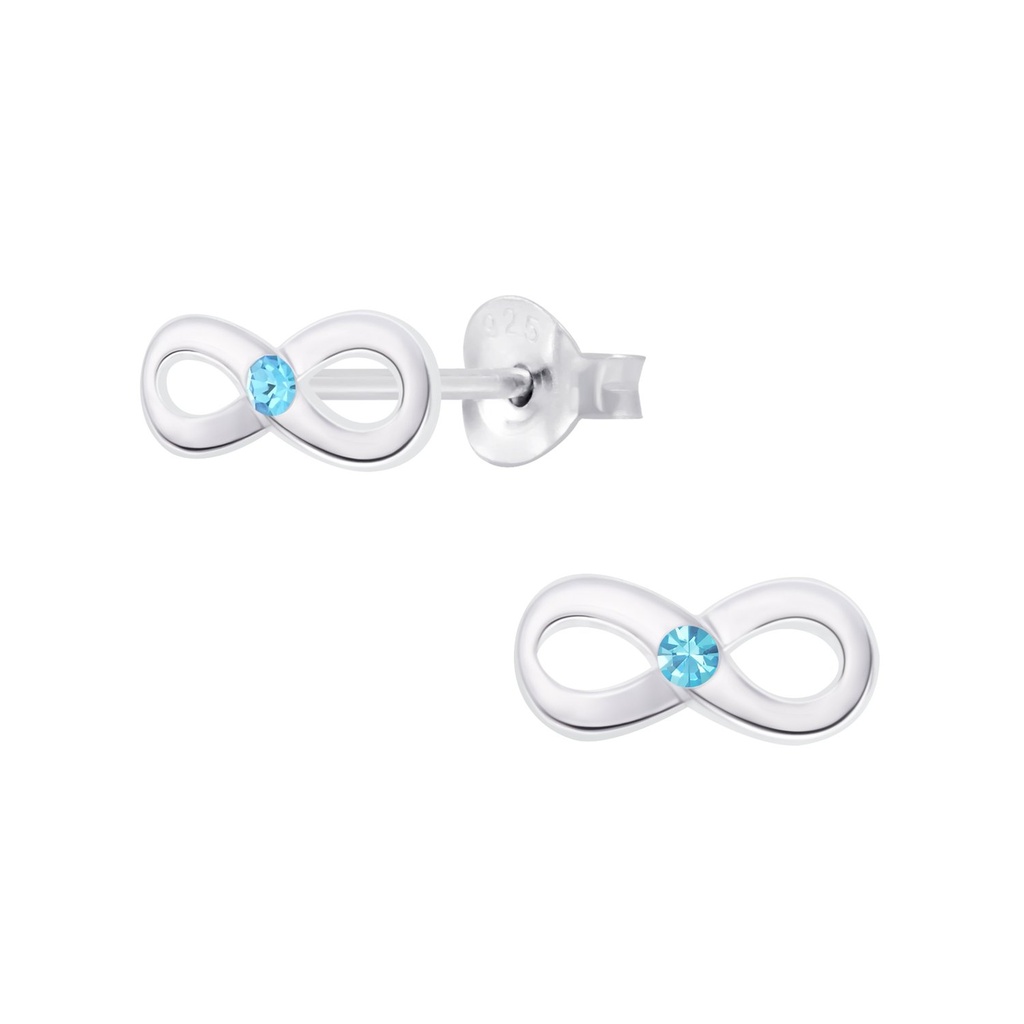 Silver Infinity Crystal Stud Earrings