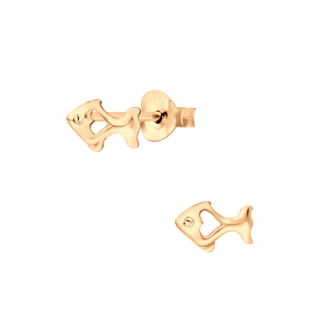 Silver Fish Stud Earrings