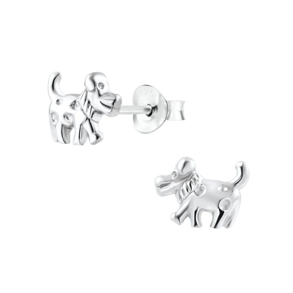 Silver Dog Stud Earrings