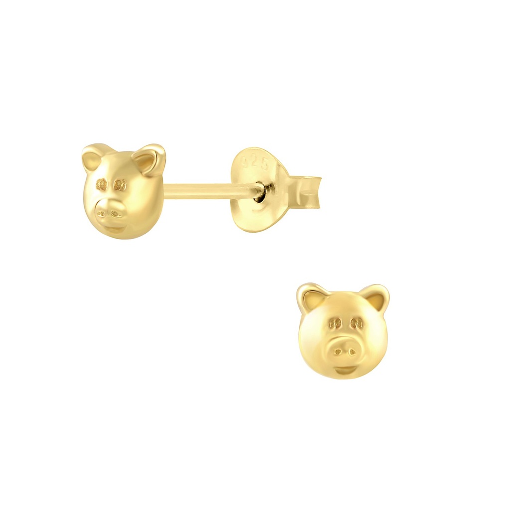 Puces d'oreilles cochon en argent
