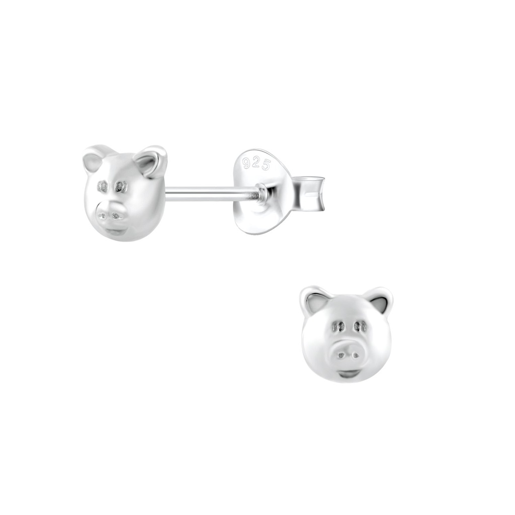 Puces d'oreilles cochon en argent