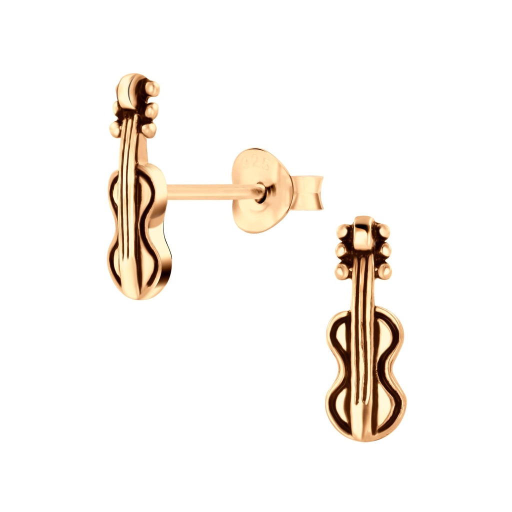 [10007081] Silver Guitar Stud Earrings