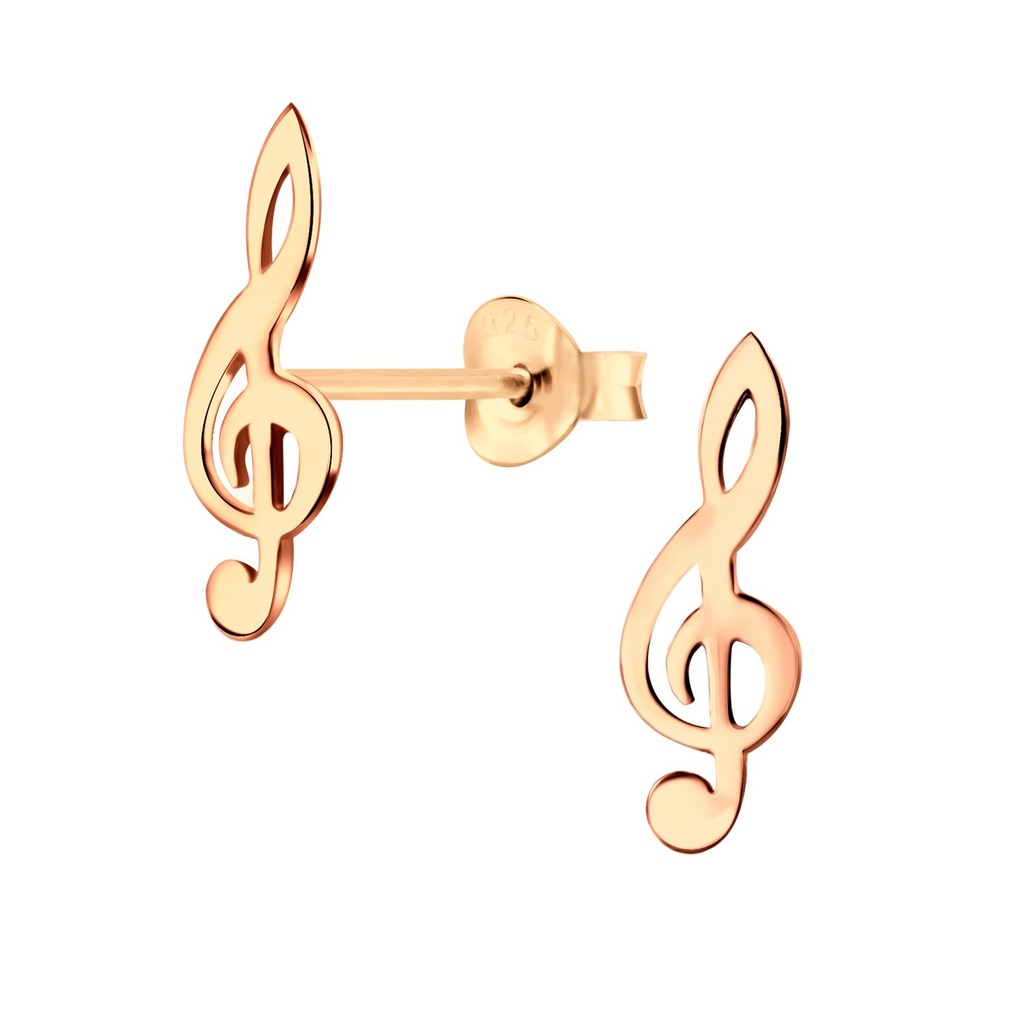 Silver G Clef Stud Earrings