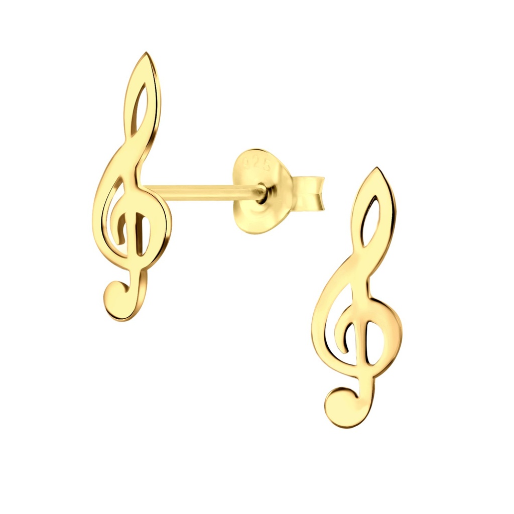 Puces d'oreilles clé de sol en argent
