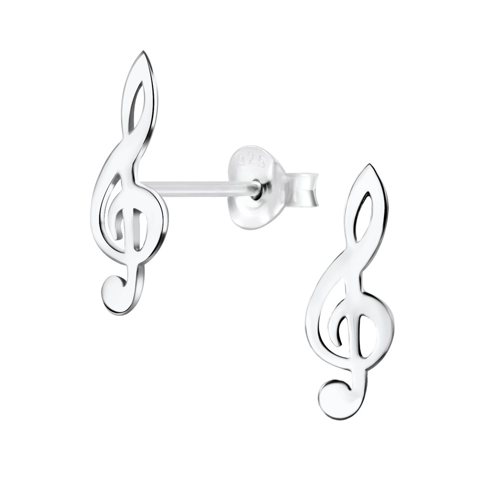 Puces d'oreilles clé de sol en argent
