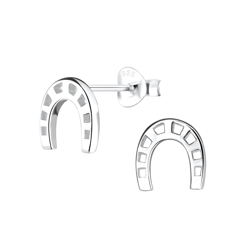 Silver Horseshoe Stud Earrings