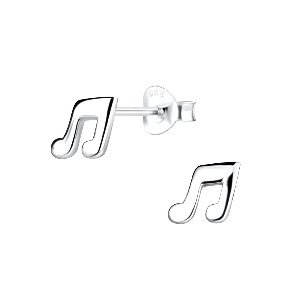 Puces d'oreilles note de musique en argent