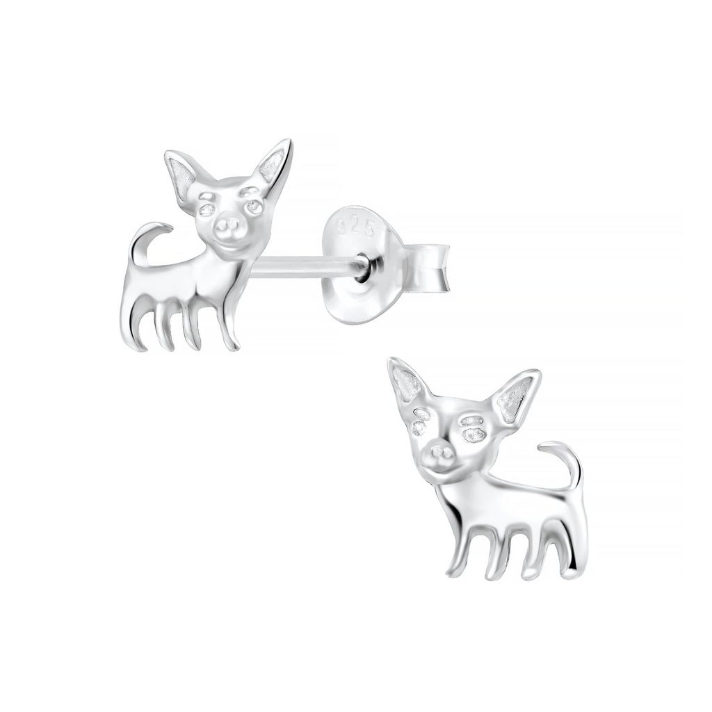Puces d'oreilles chien en argent