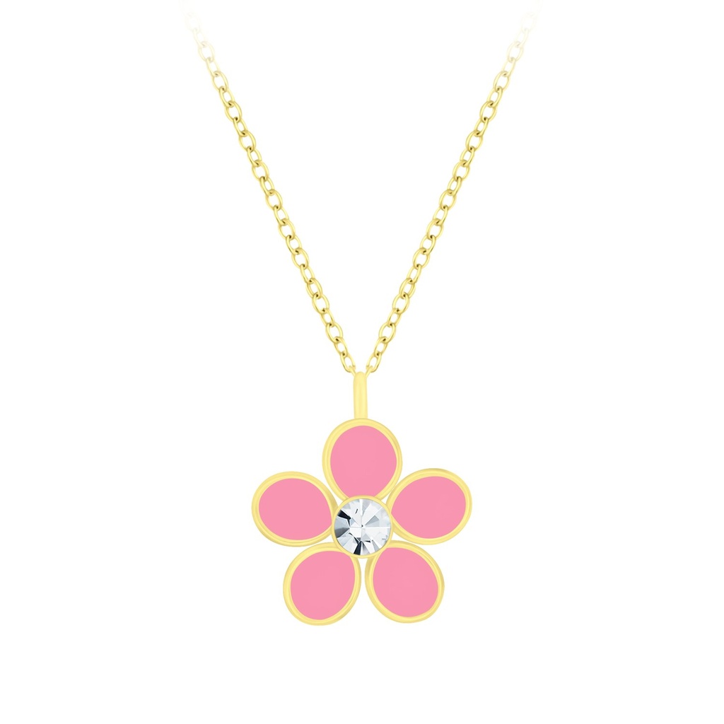 Collier en argent cristal fleur