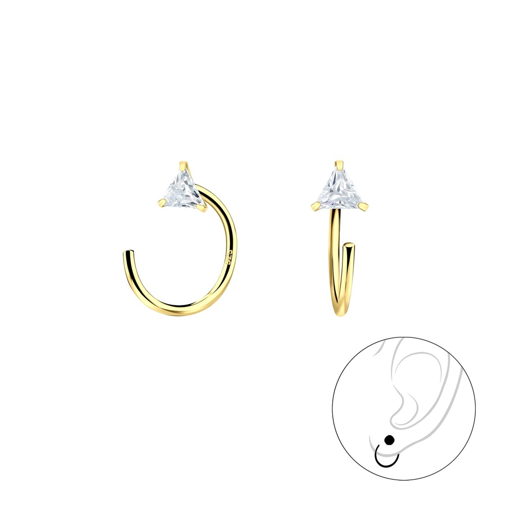 Ear huggers en argent zircon triangle 3 mm