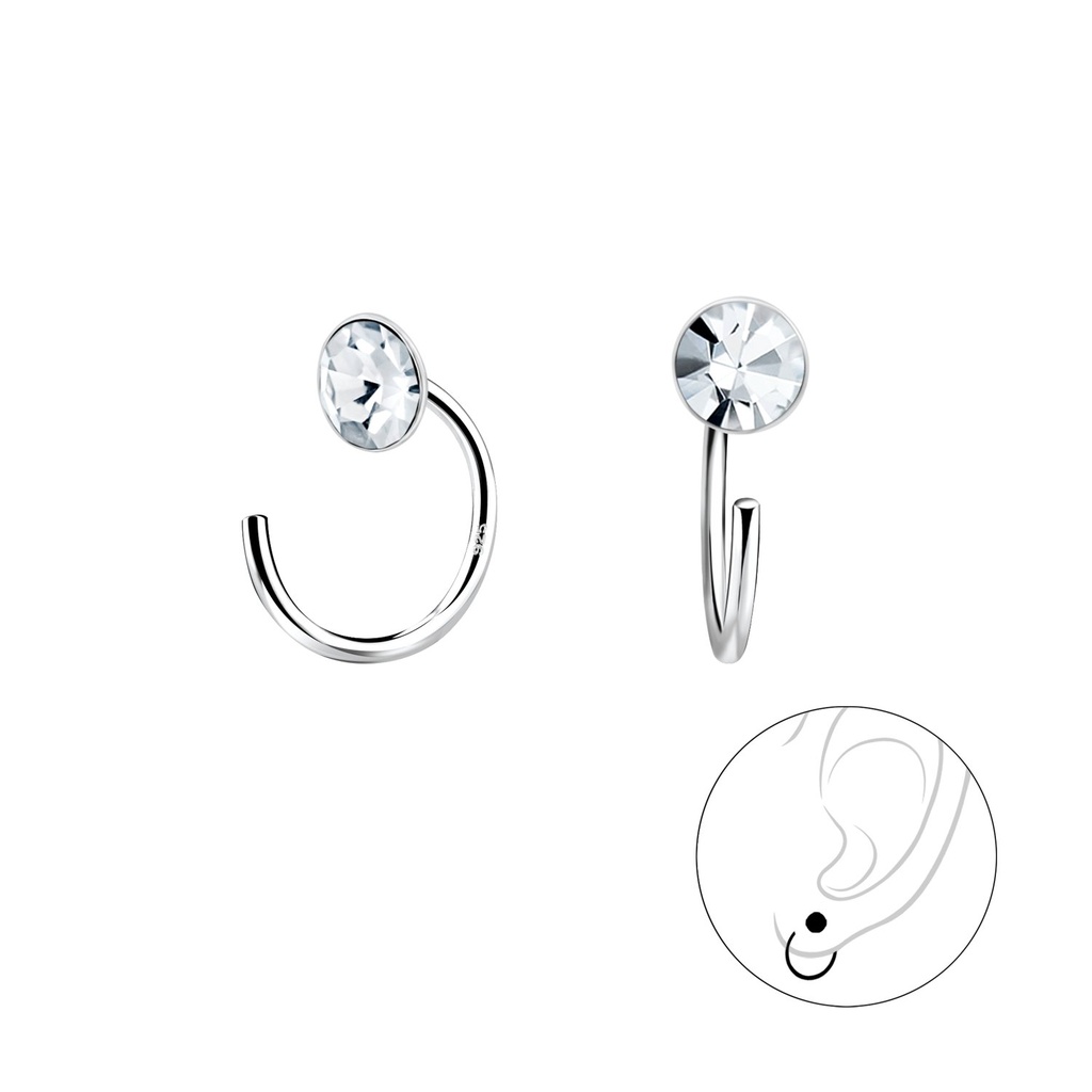 [10010269] 5mm Crystal Silver Ear Huggers