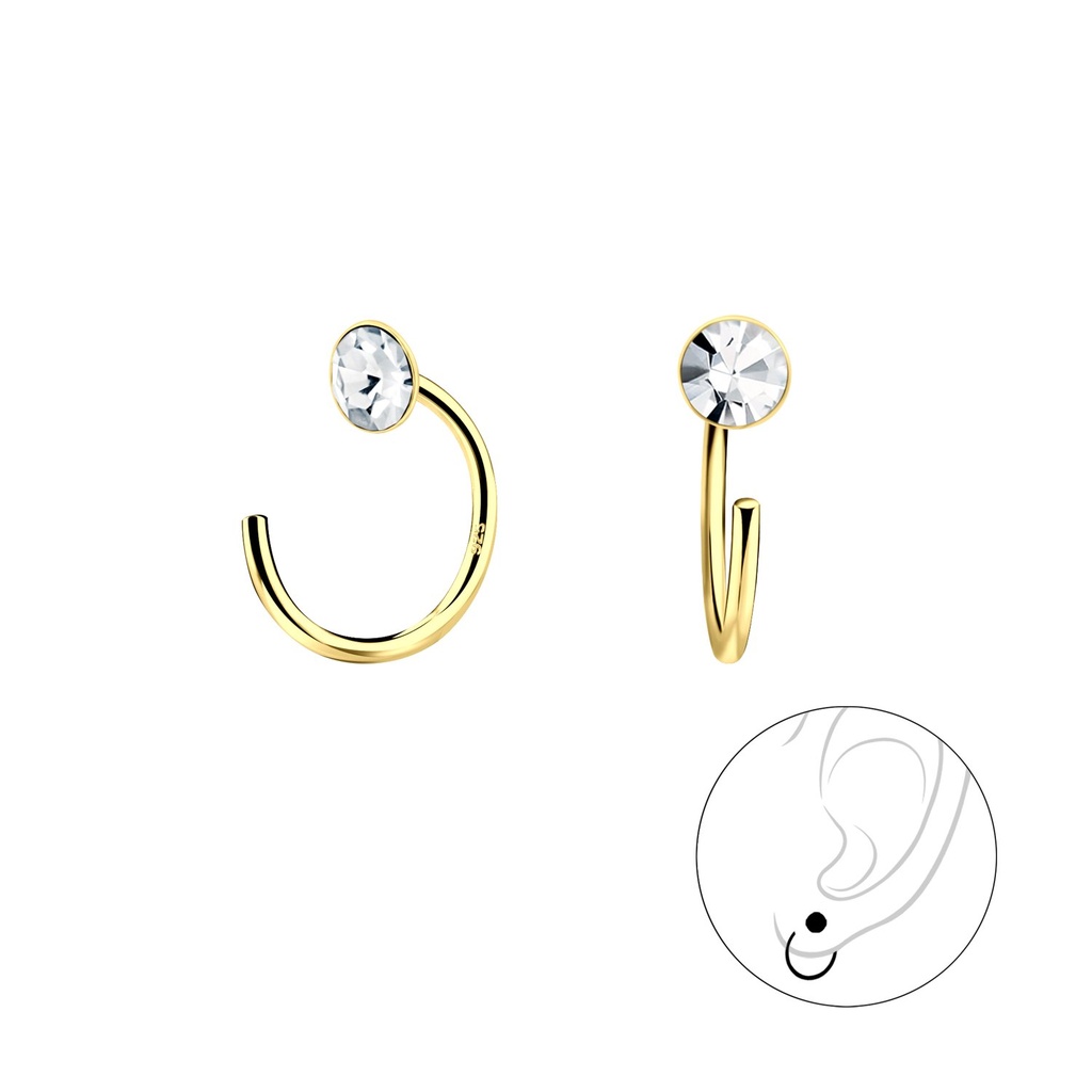 4mm Crystal Silver Ear Huggers