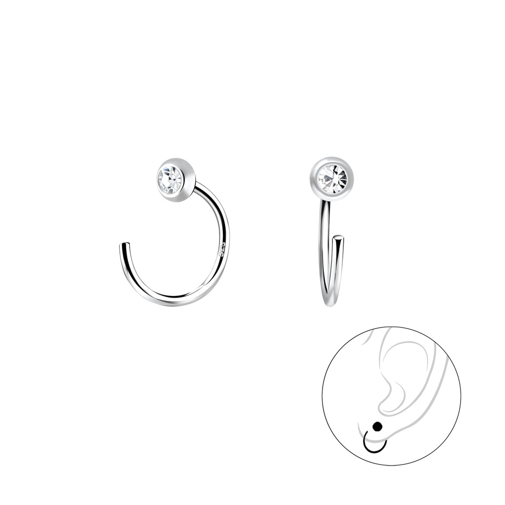 Silver Crystal Ear Huggers