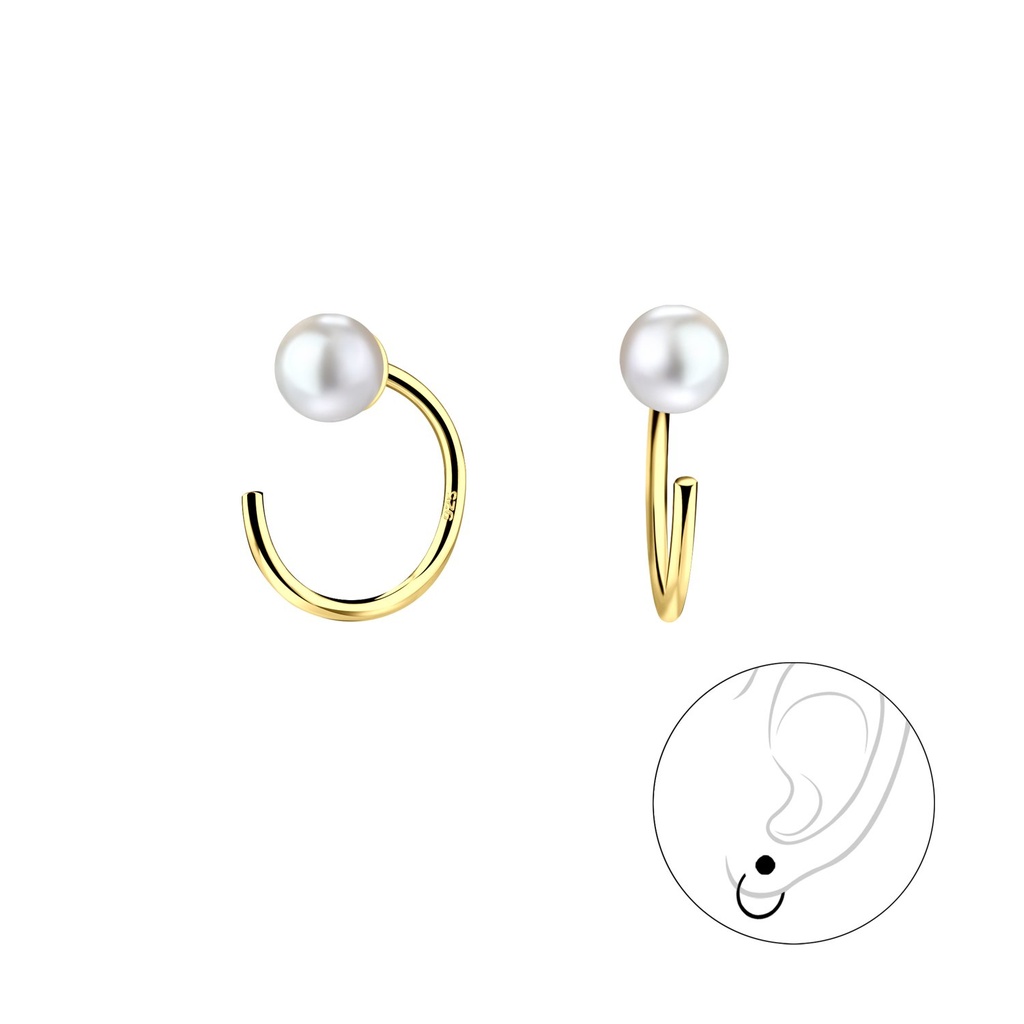 Ear huggers perle en argent 4 mm