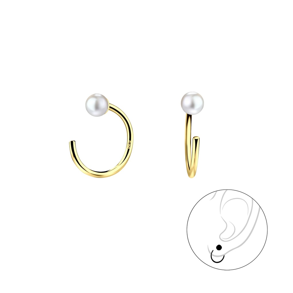 3mm Pearl Silver Ear Huggers