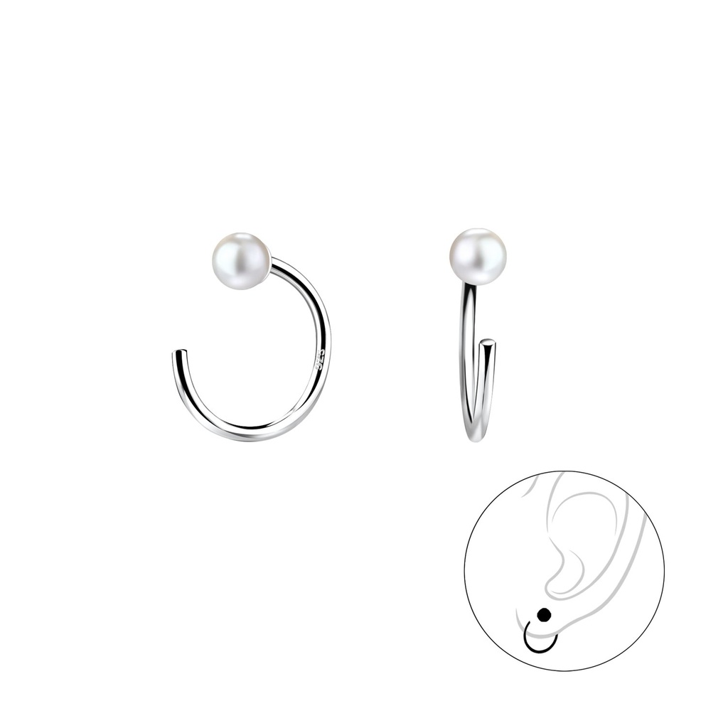 Ear huggers perle en argent 3 mm