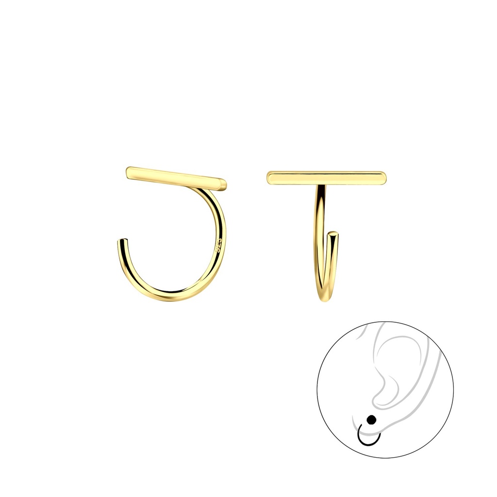 Silver Bar Ear Huggers
