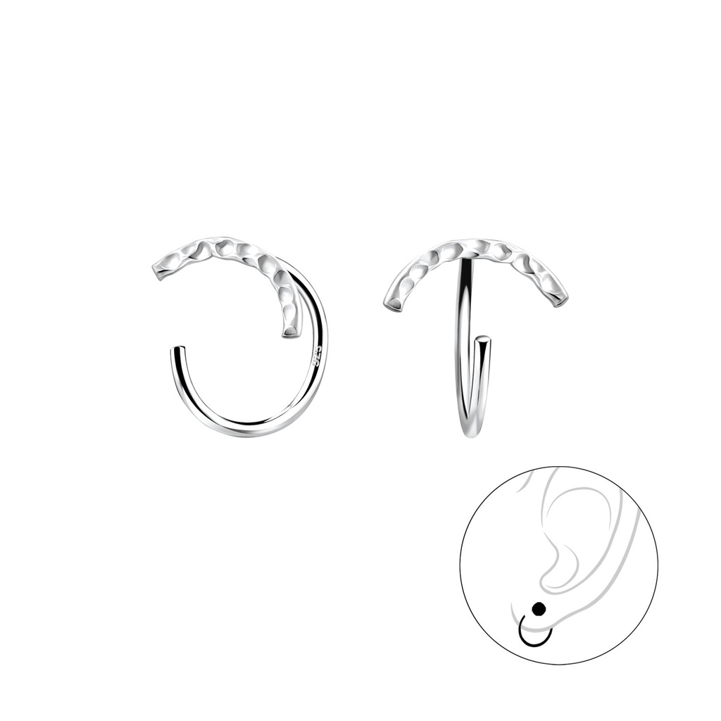 Silver Curved Ear Huggers
