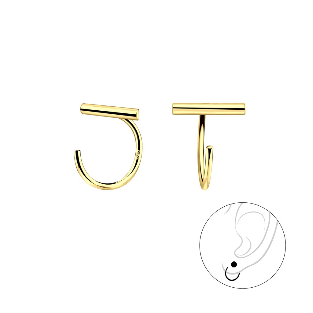 Silver Bar Ear Huggers