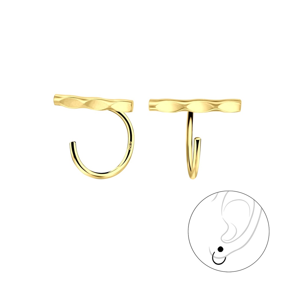 Silver Bar Ear Huggers