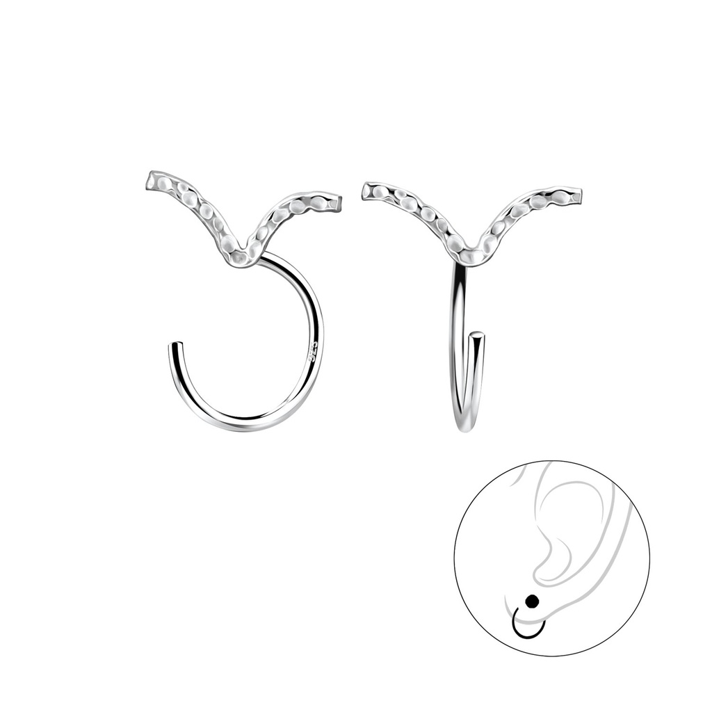 Silver V Ear Huggers