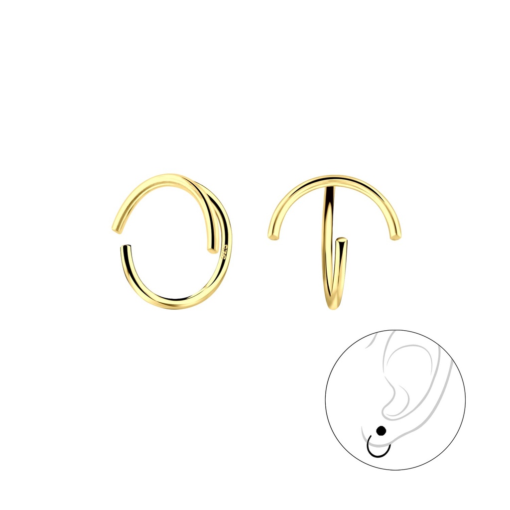 [10010249] Ear huggers courbés en argent
