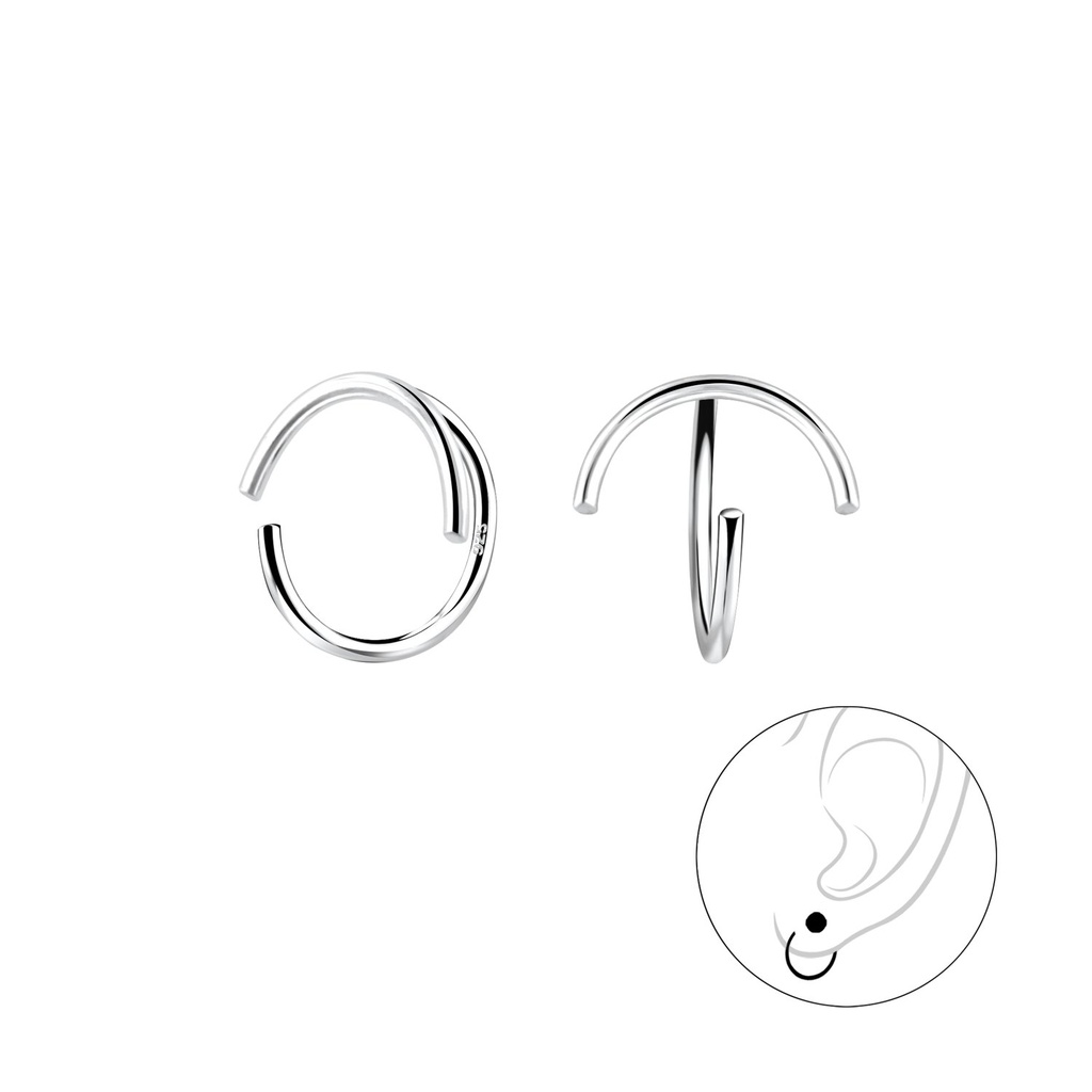 Silver Curved Ear Huggers