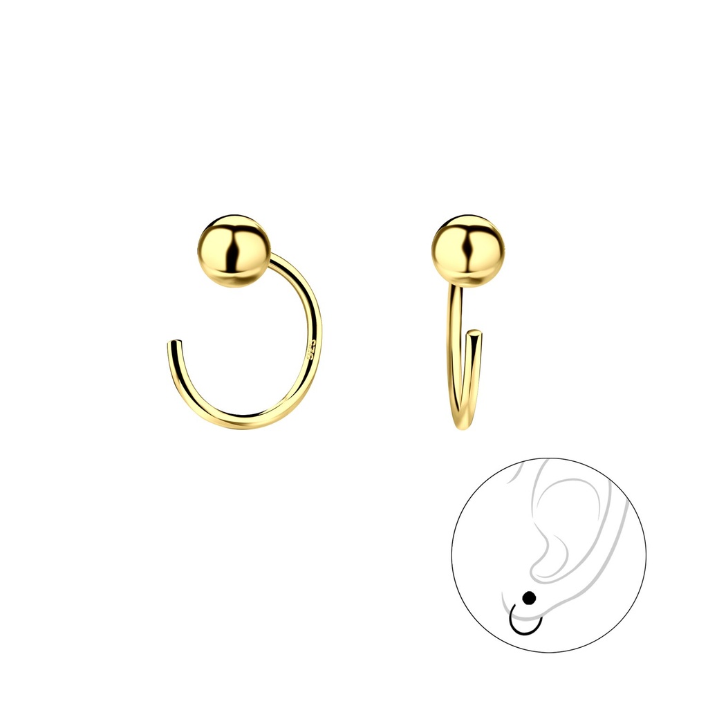 4mm Silver Ball Ear Huggers