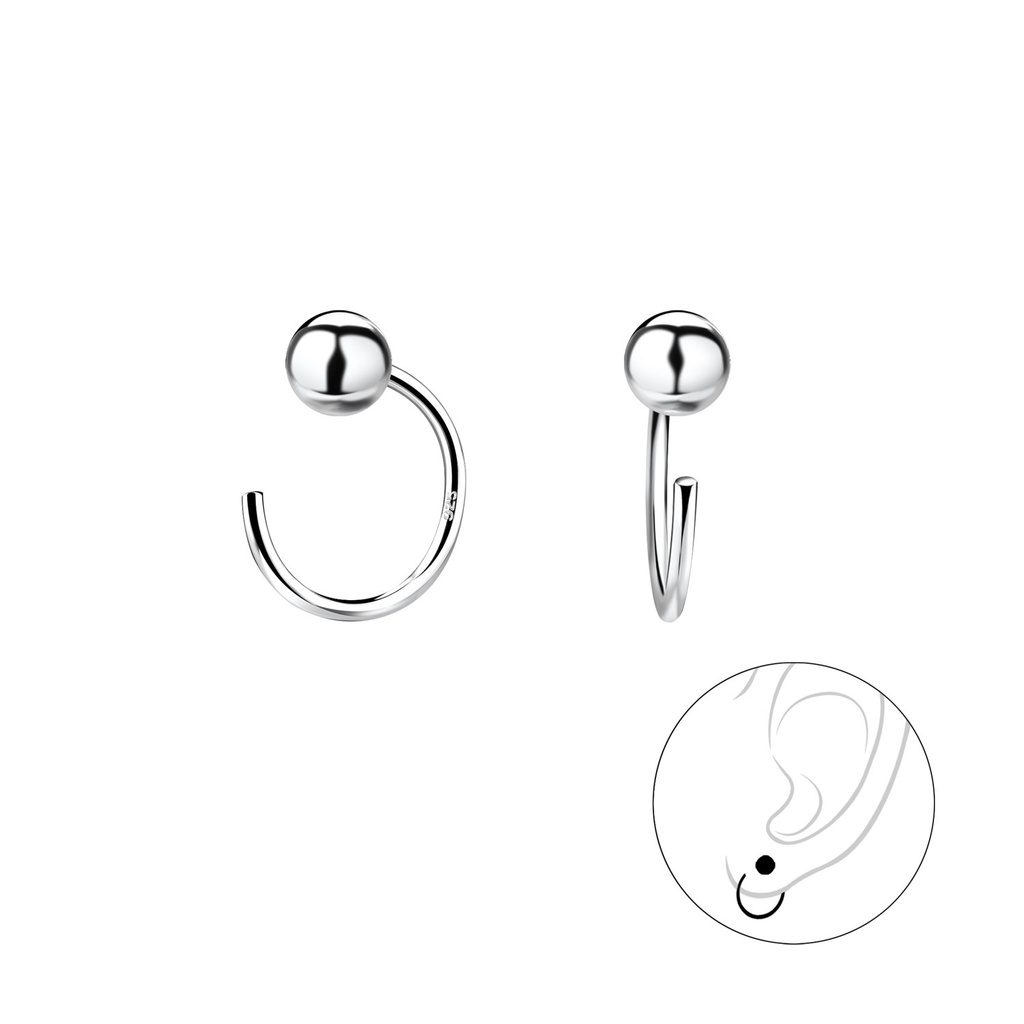 [10010246] 4mm Silver Ball Ear Huggers