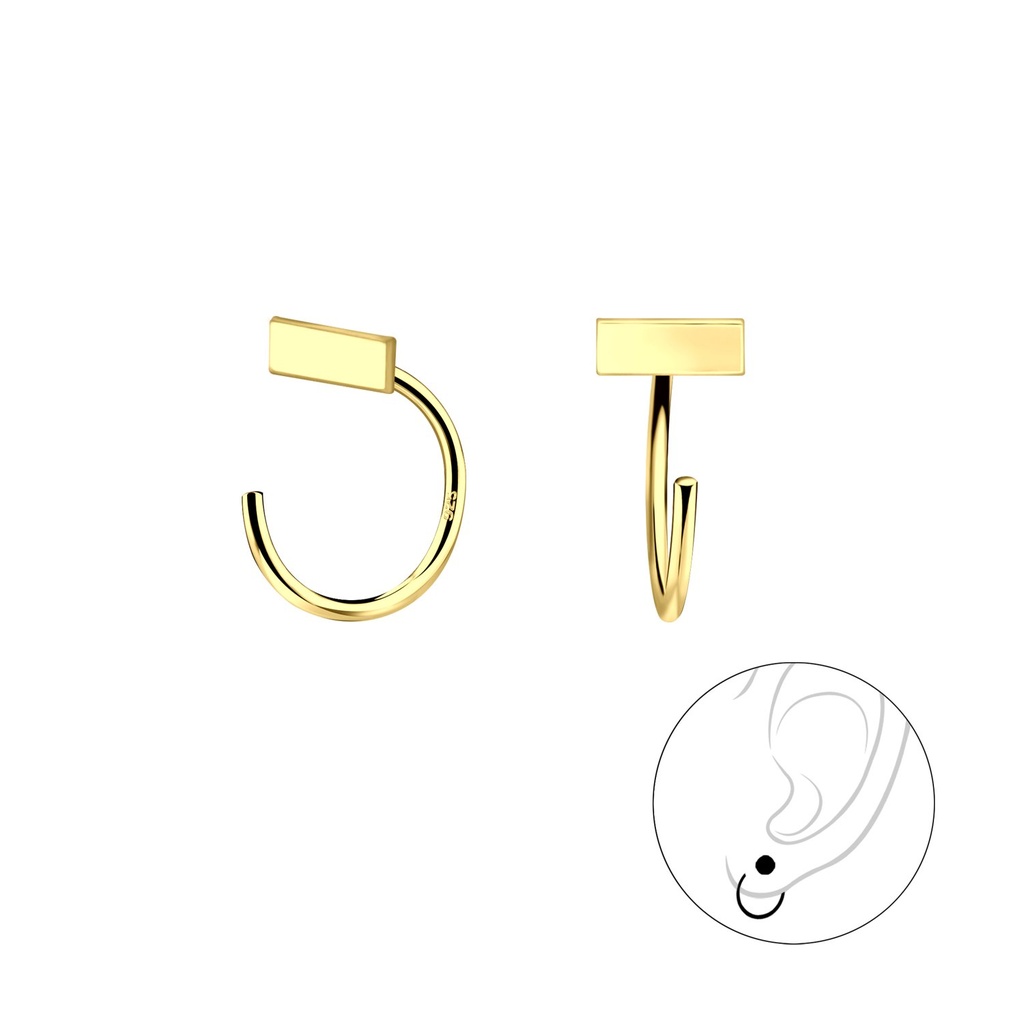 Silver Bar Ear Huggers