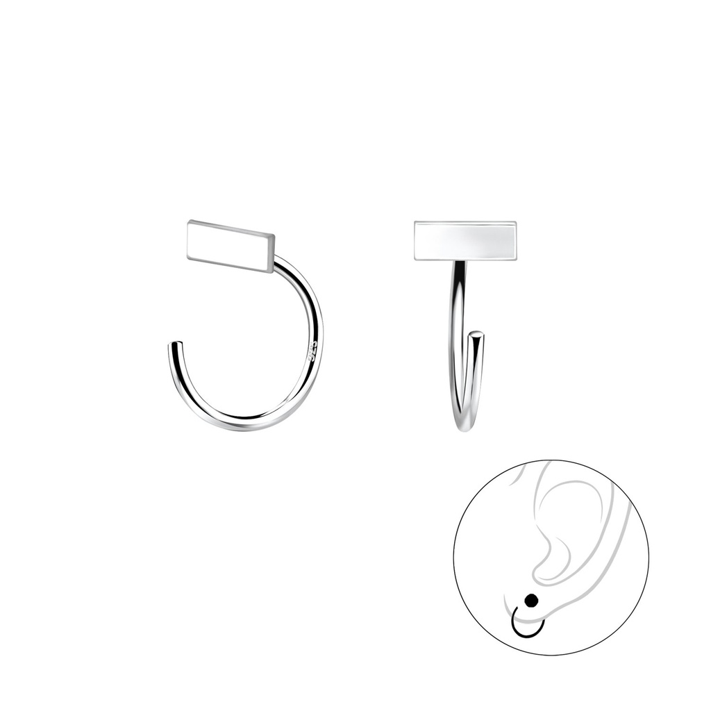 [10010242] Silver Bar Ear Huggers