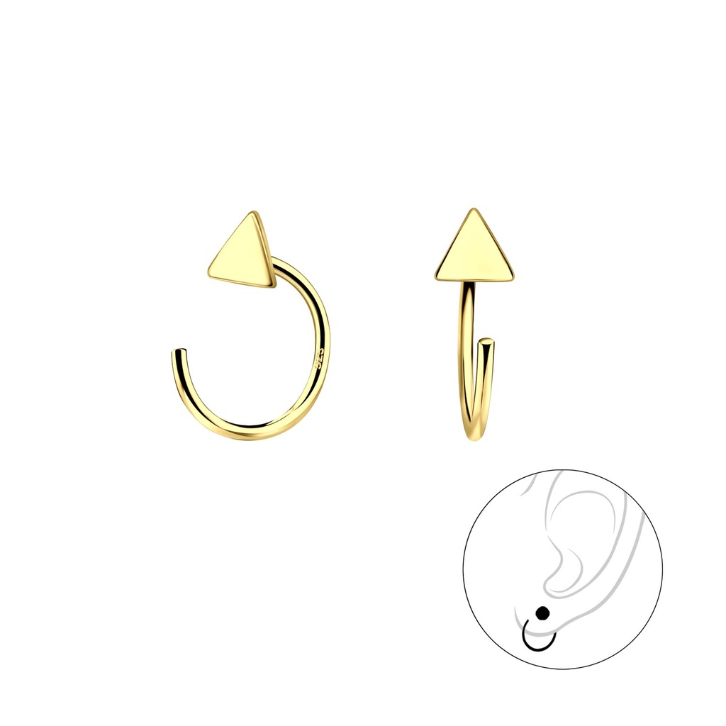 Silver Triangle Ear Huggers