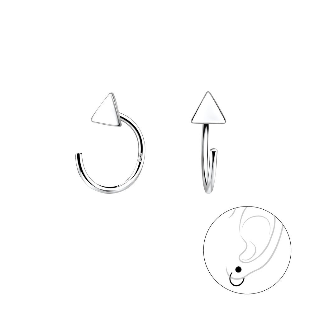 [10010238] Silver Triangle Ear Huggers