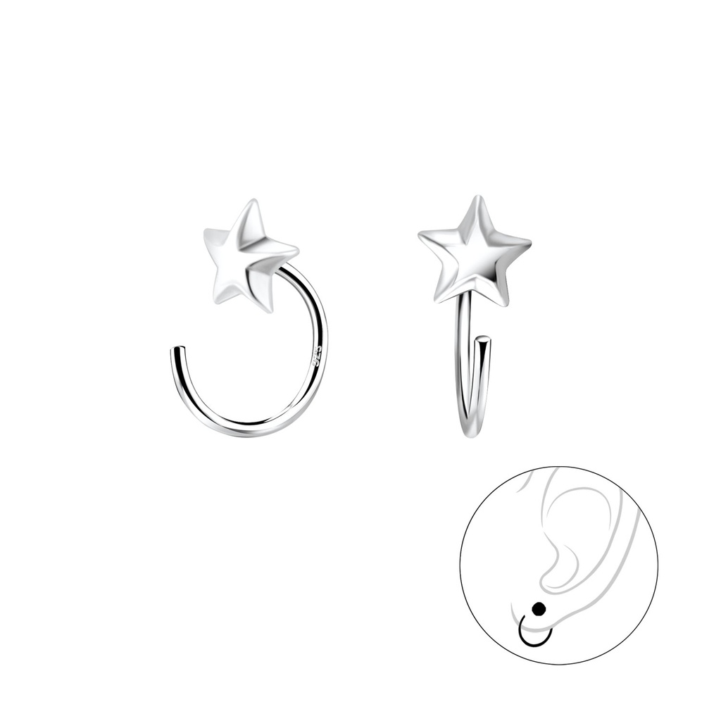 Silver Star Ear Huggers