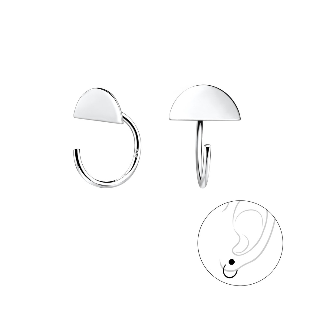 [10010234] Silver Semi Circle Ear Huggers