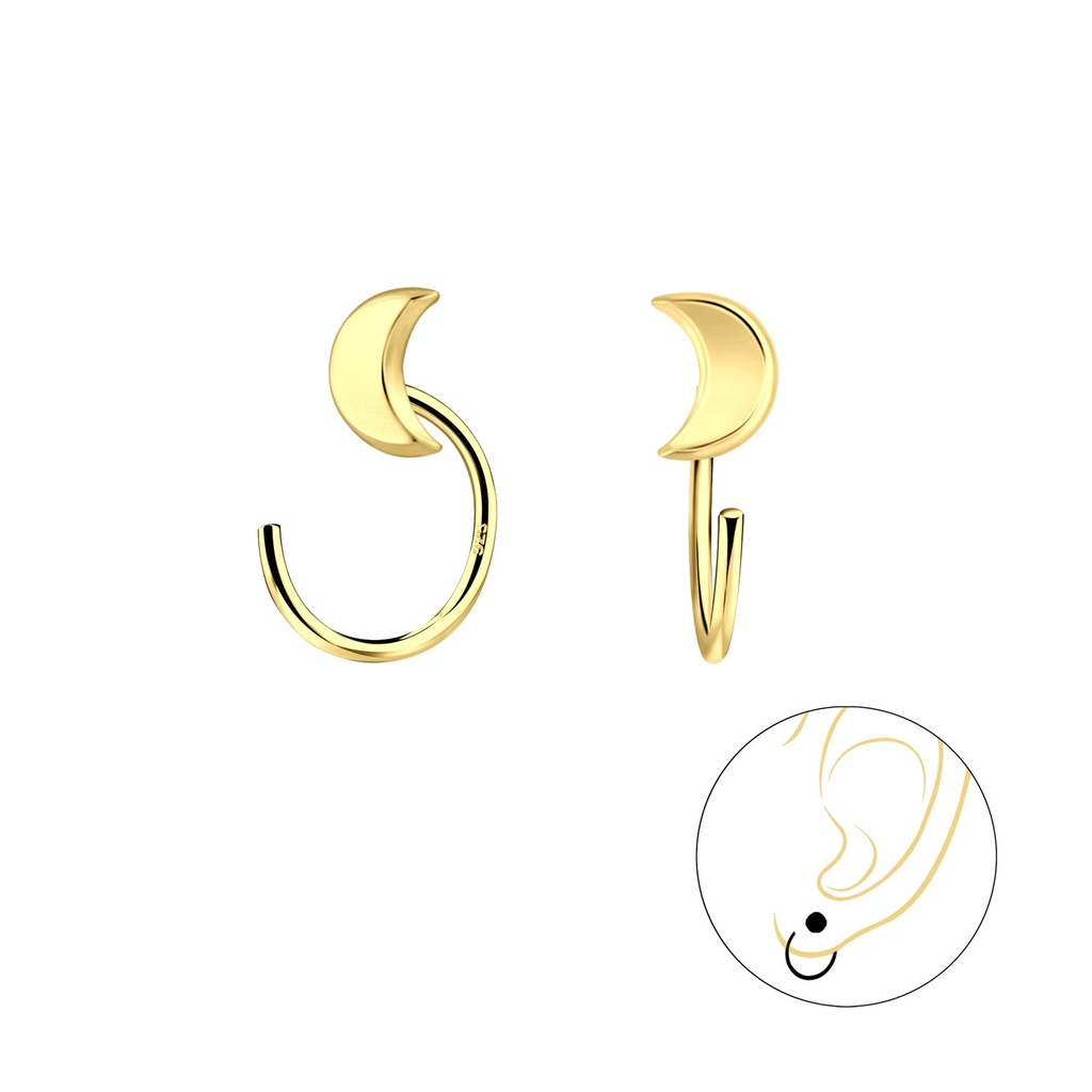 Silver Moon Ear Huggers