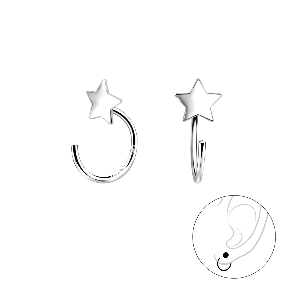 Ear huggers étoile en argent