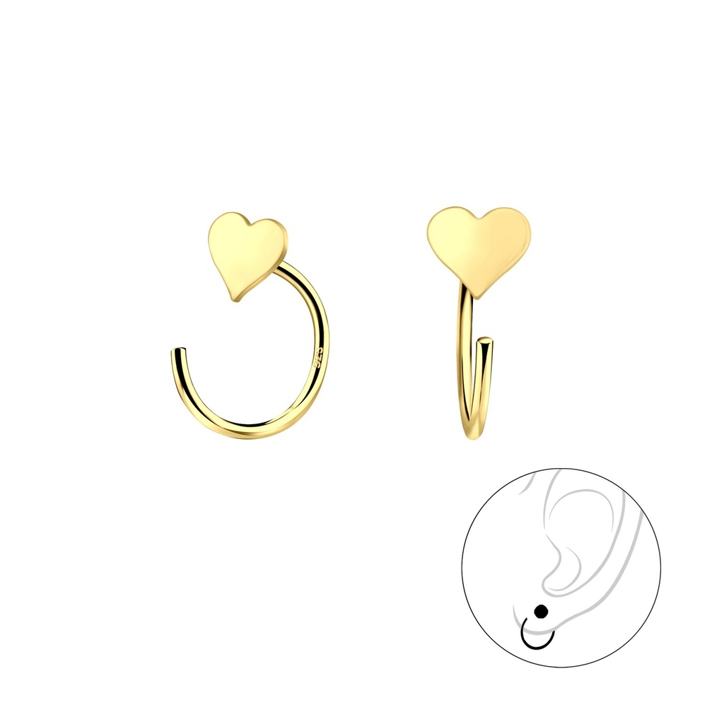 [10010224] Silver Heart Ear Huggers