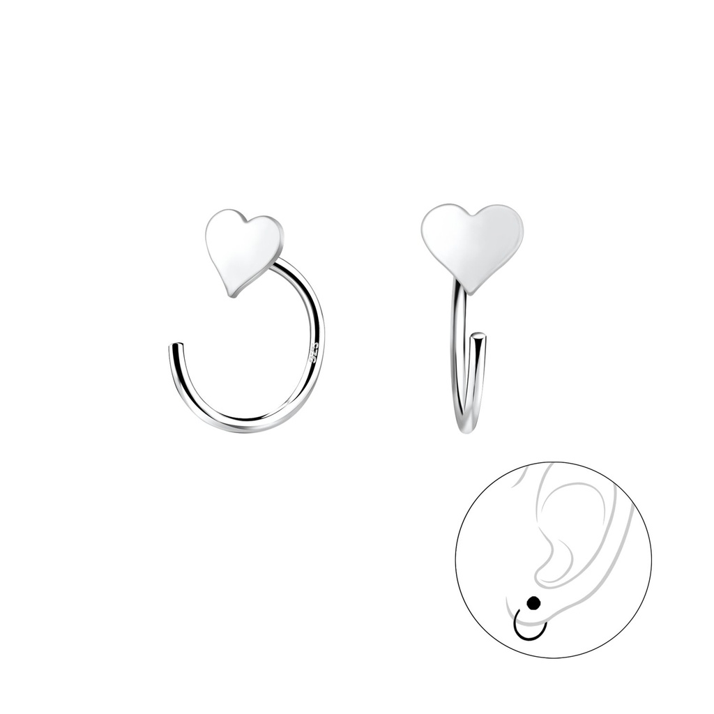 [10010223] Silver Heart Ear Huggers