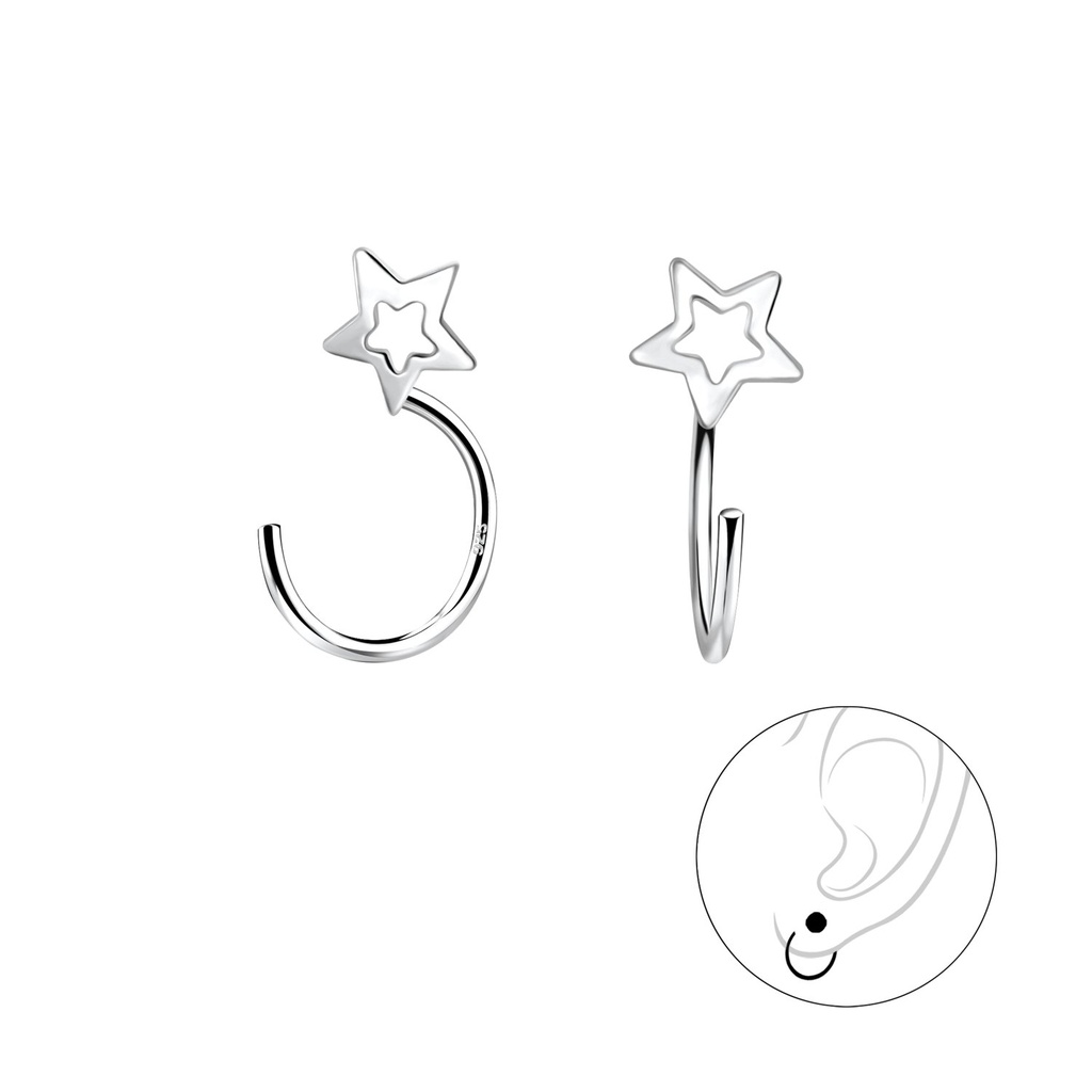 Ear huggers étoile en argent