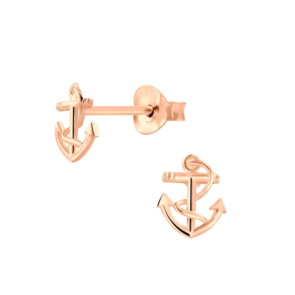 Puces d'oreilles ancre en argent