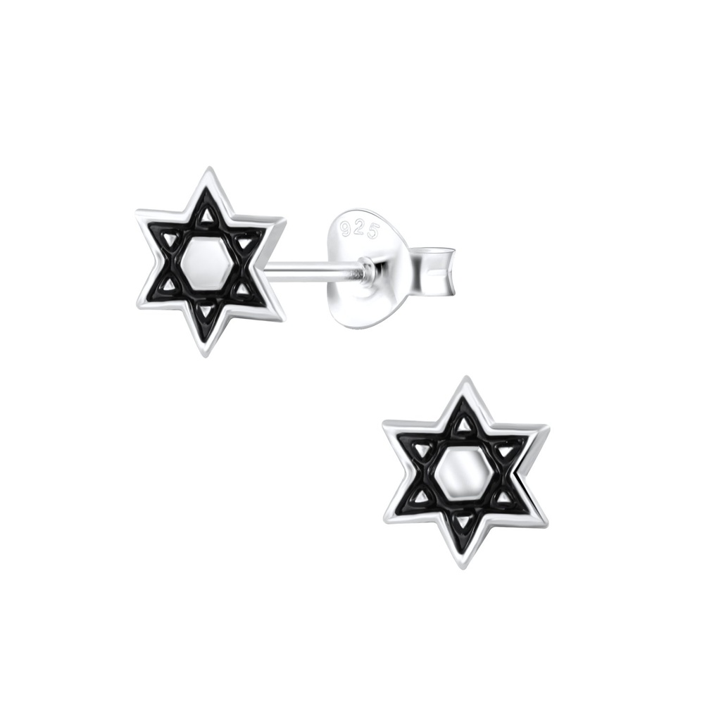 Puces d'oreilles étoile de David en argent