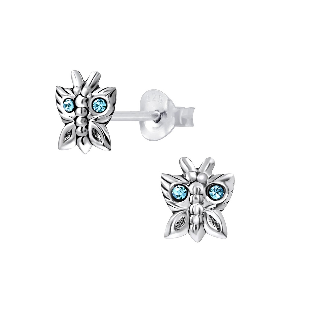 Puces d'oreilles papillon en argent